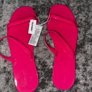 NWT Old Navy Jelly Flip Flop Sandals Bright Pink Size: 10